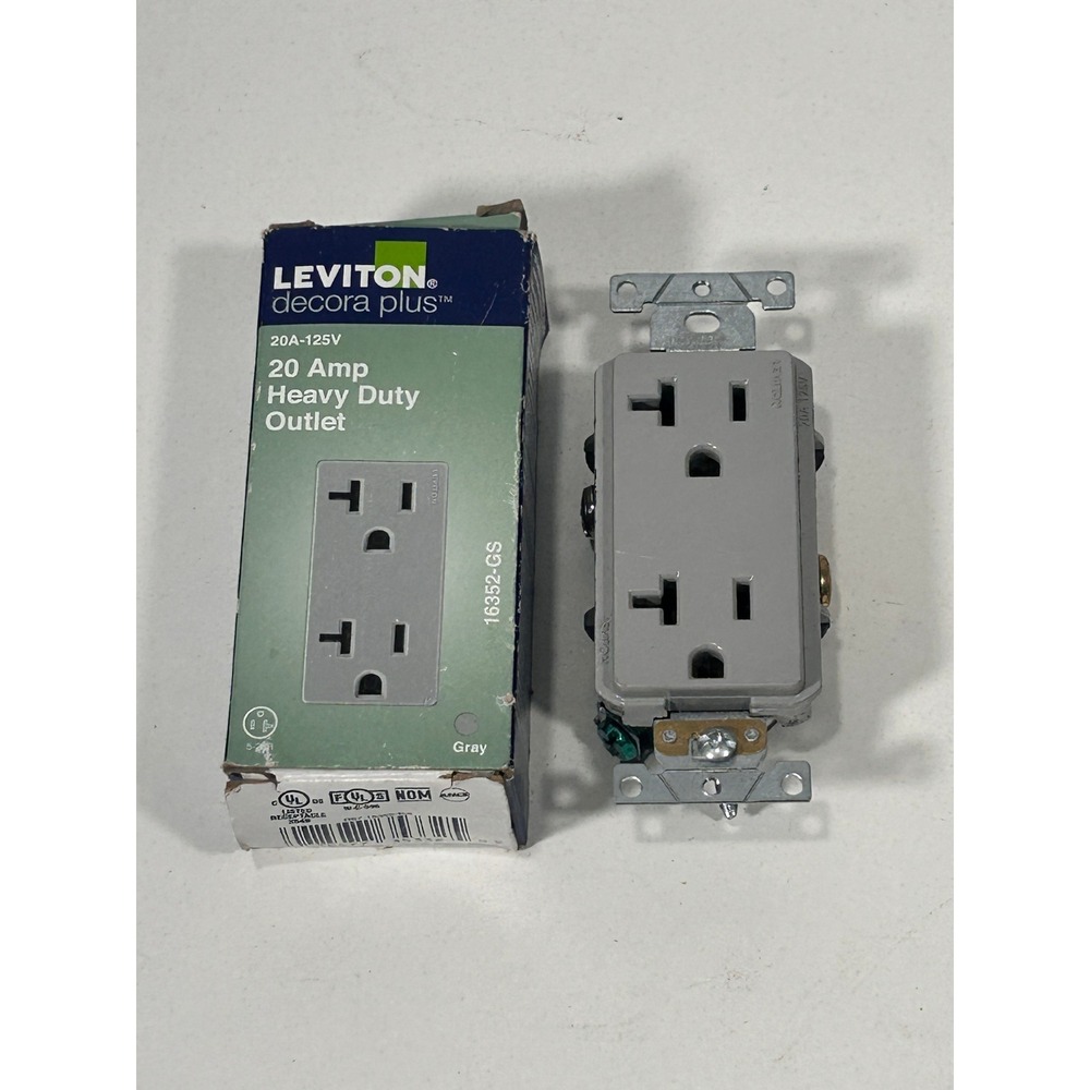 Leviton Decora Plus 20 Amp Heavy Duty Outlet Gray 16352-GS 125V Receptacle